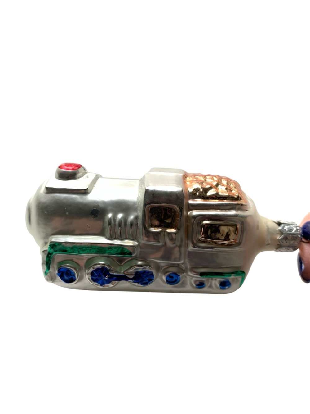 Vintage Poland Choo Choo Train Glass Christmas Ornament